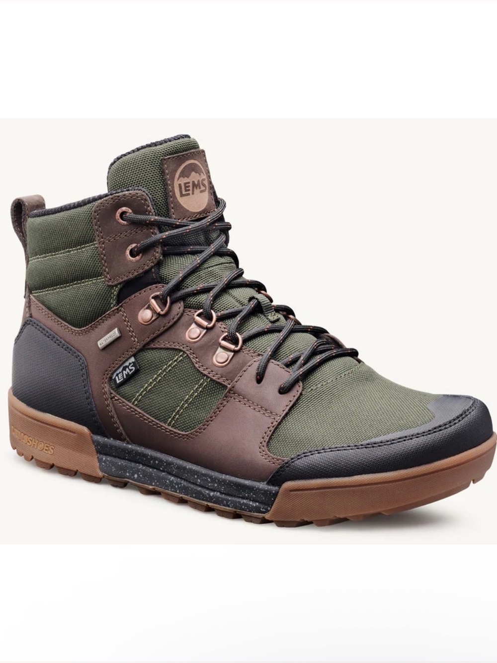 Lems Men's Outlander Green Brown Waterproof Hiking Boot